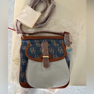Dooney & Bourke Denim and Tan Crossbody Bag